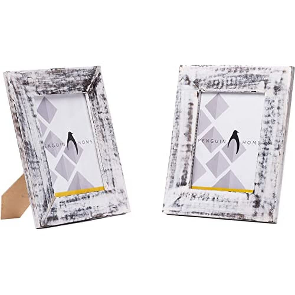Washed White 7"x5" Handcrafted Wooden Photo Frames - Set of 2, Portrait & Landscape-image-72f83366-7552-4b68-b440-aec665de29b0-11334
