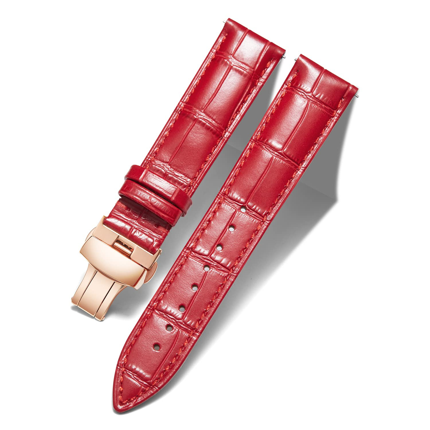 Leather Watch Strap Alligator Pattern - Red-RG 19mm-image-9bed6962-0483-40d1-ba1d-a3cdea6f8ef5-4612