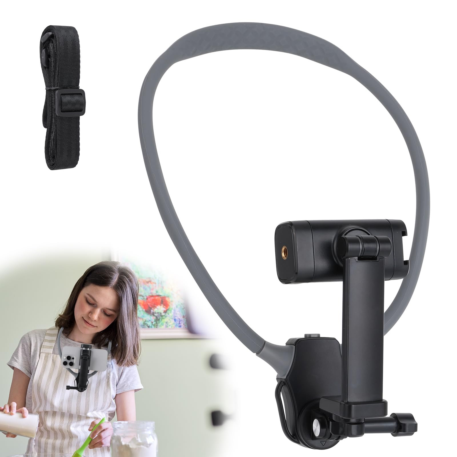 Neck Phone Holder Vlog Mount - Black Universal-image-7f1c7c83-d2c1-4bdf-b531-615f7272a8ed-606