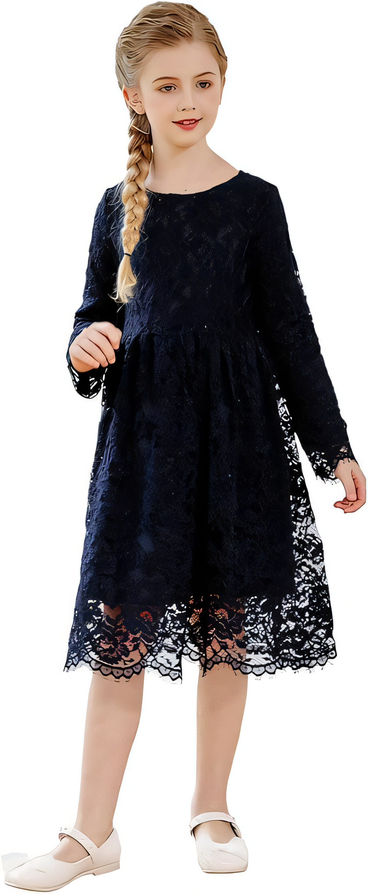 Girls Lace Party Dress - Navy Blue 8-9 Years-image-9226226a-42e1-4ade-bdd8-1768295baed6-111035