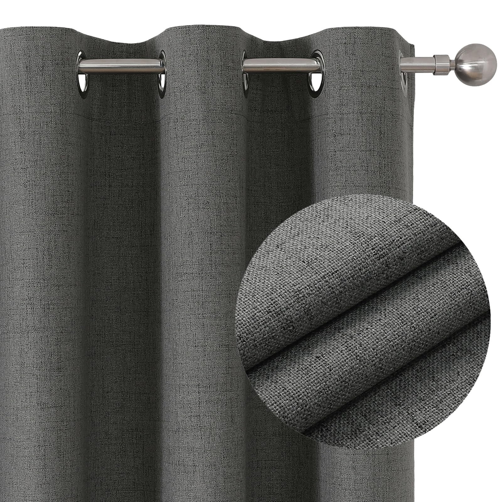 Blackout Thermal Eyelet Curtains - Grey W55 x L96 2 Panels