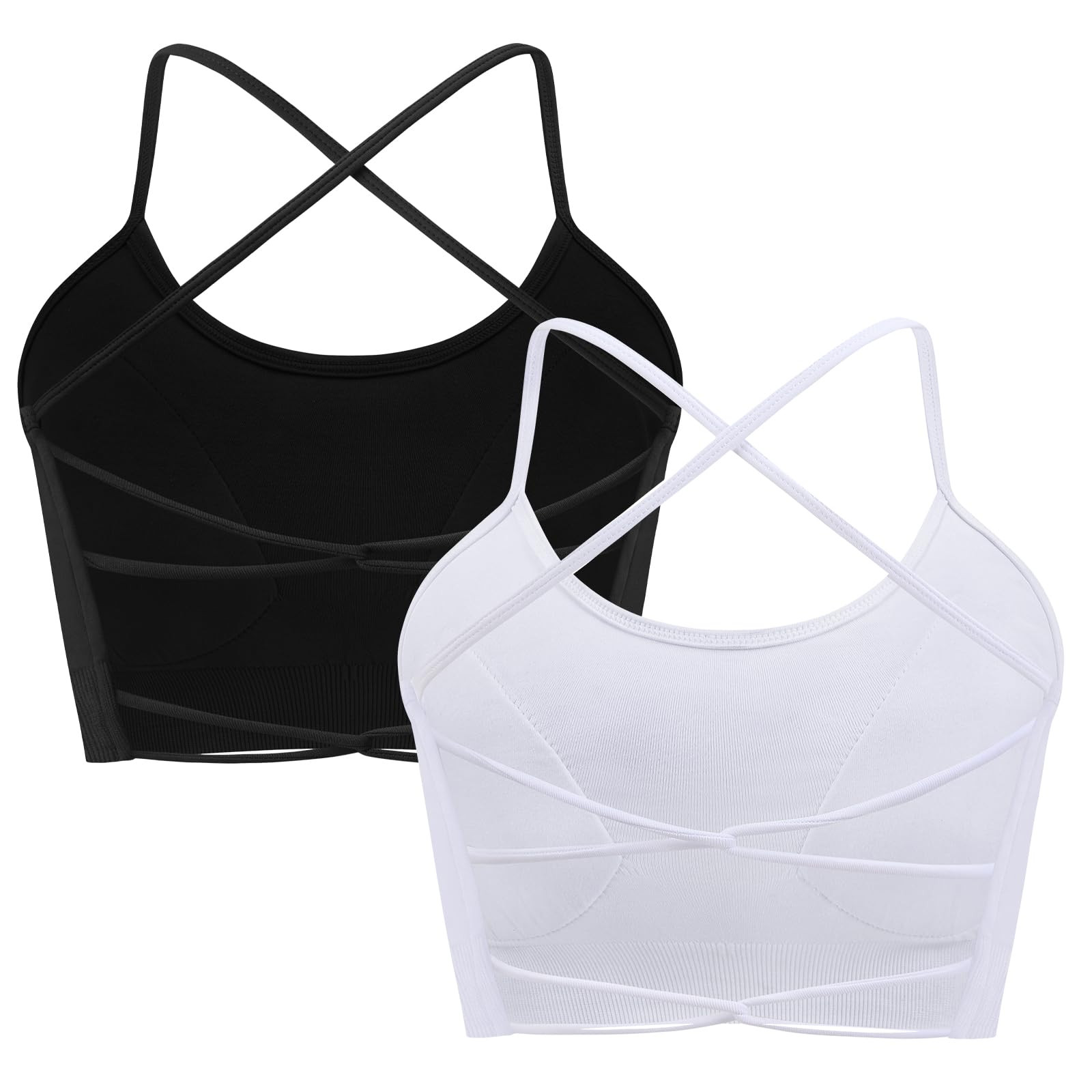 Women's Cross Back Sports Bra - Black+White XL-image-8548e8d5-9262-47e6-9130-cd0a474777d6-138160