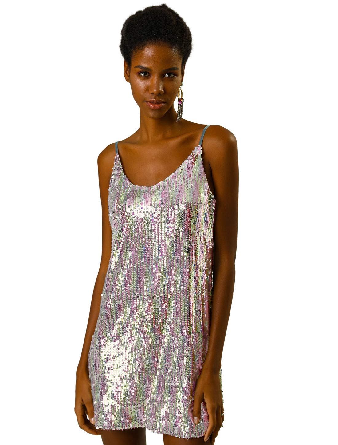 Women's Sequin Mini Party Dress - Silver (With Pinks) M-image-c93398bd-8d8b-4d1a-ac5c-968b25555751-125482