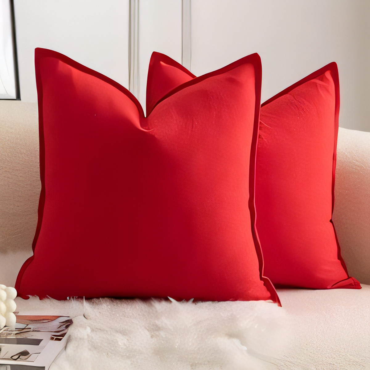 Pack of 2 Cotton Cushion Covers Boho Style - Red 65x65 cm-image-80dfce35-6a9c-4ce2-b73f-4f0f7c958d71-97656