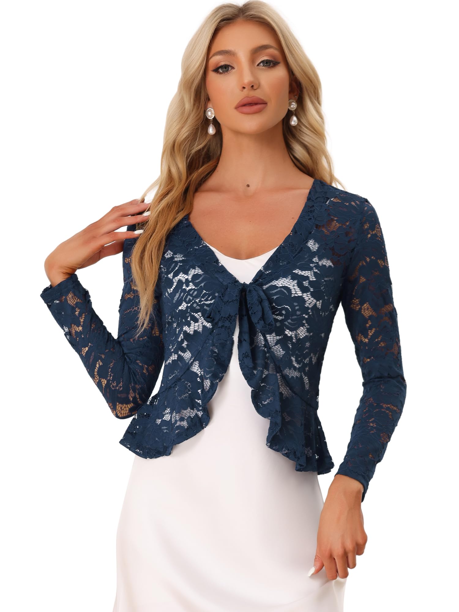 Women's Lace Bolero Shrug - Dark Blue 16-image-27685072-ccdb-4ba3-86b3-17e2f60559d2-125572