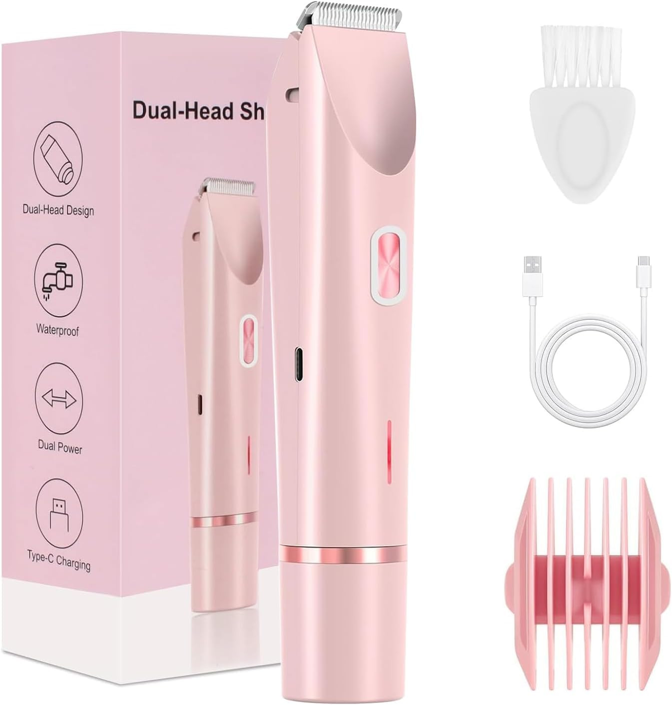 2-in-1 Electric Bikini Trimmer - Pink