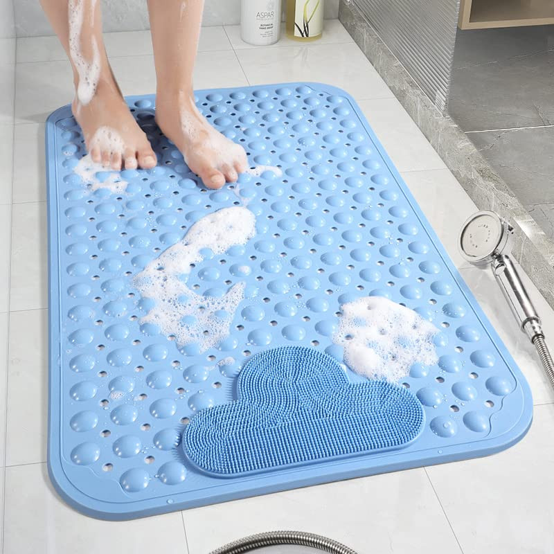 Non-Slip Shower Mat TPE - Blue 120x80cm