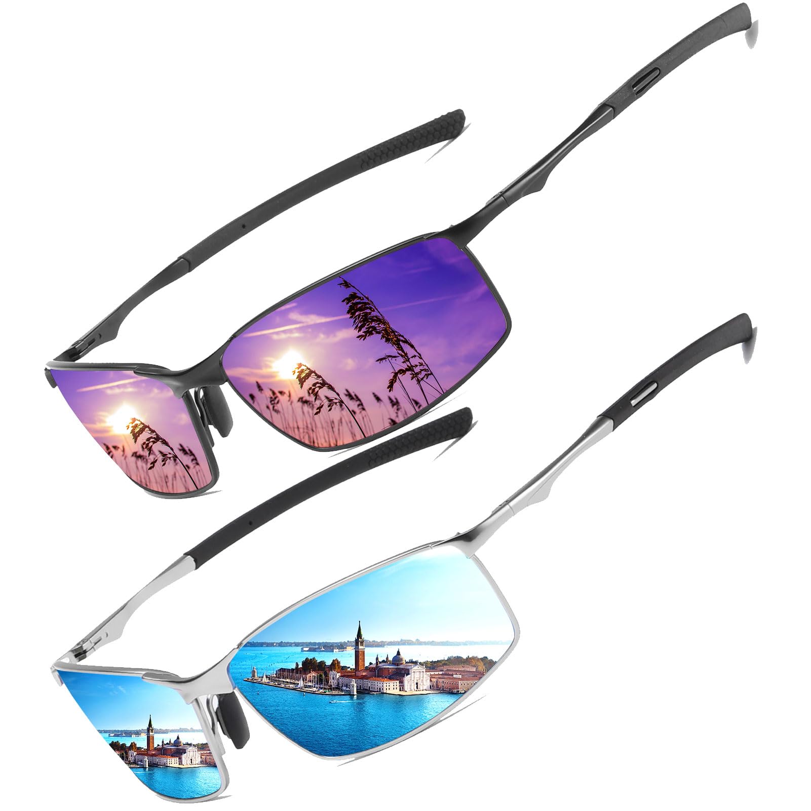 Polarised Sunglasses UV400 Metal Frame - Silver + Black-image-f86c8f87-f0b2-467a-857d-f64a8fac70e1-266119
