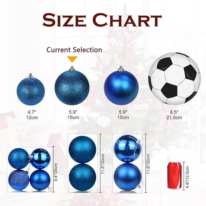 15CM Large Christmas Baubles Set, 2 PCS Glitter Gold-image-1136a216-363e-44cd-bb78-b60f3da9acd2-68669
