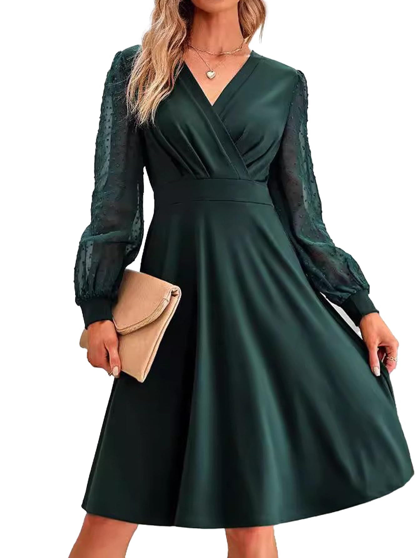 Women's Swiss Dot Midi Dress - Green XL