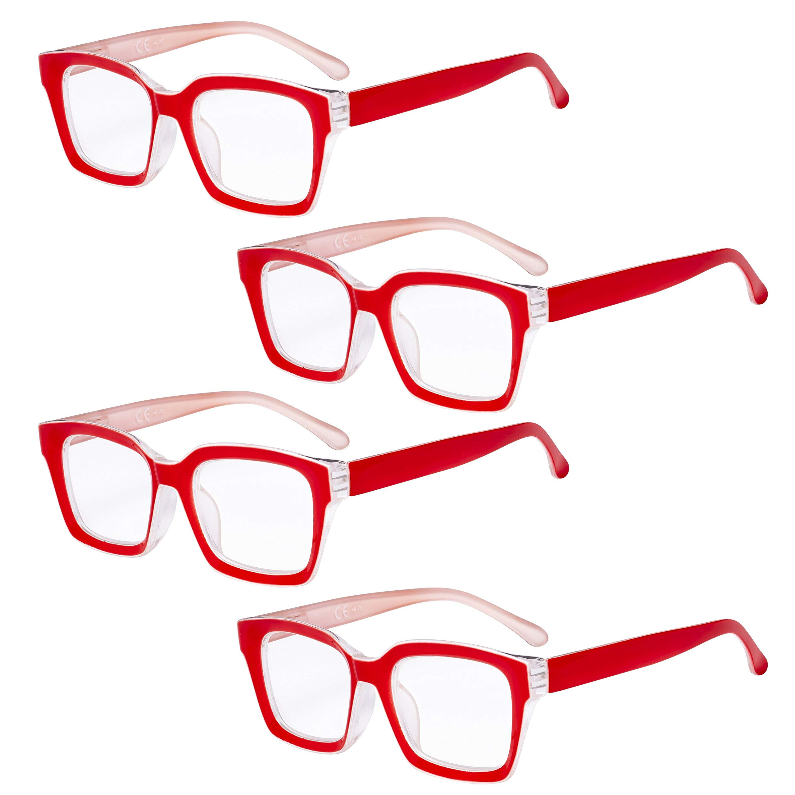 Ladies Square Reading Glasses 4 Pack - Red +0.00-image-62dbbda9-df20-4bd7-b6e6-918b1f705589-4576