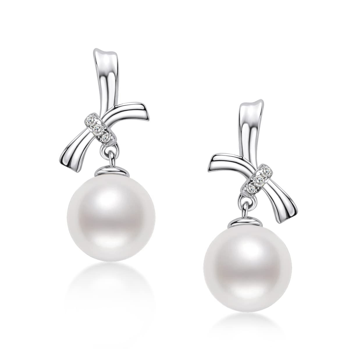 Pearl Drop Earrings Sterling Silver - Bow Tie 7.5-8MM-image-38ae8d29-234b-45b6-b9cd-20c16410fc88-268233