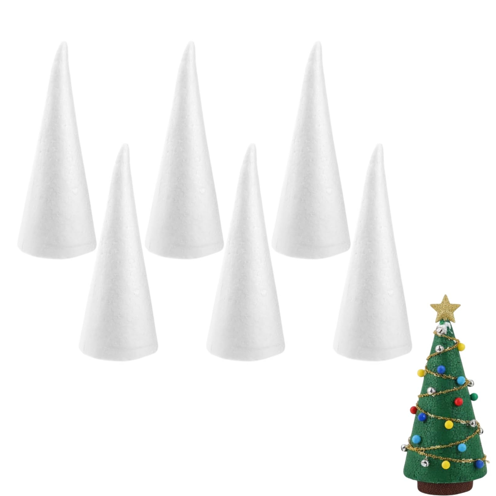 Foam Craft Cones Set of 6 - White 24cm-image-05df66af-650f-445c-bd38-46274aaffa6a-1539