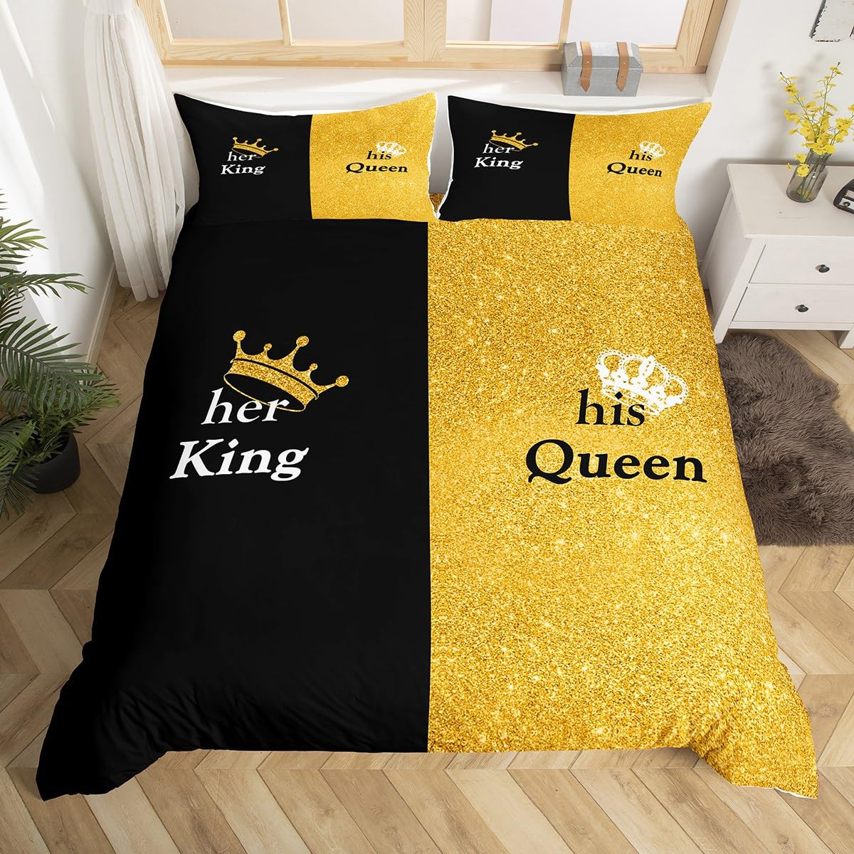 Glitter Crown Duvet Cover Set - Multicoloured King