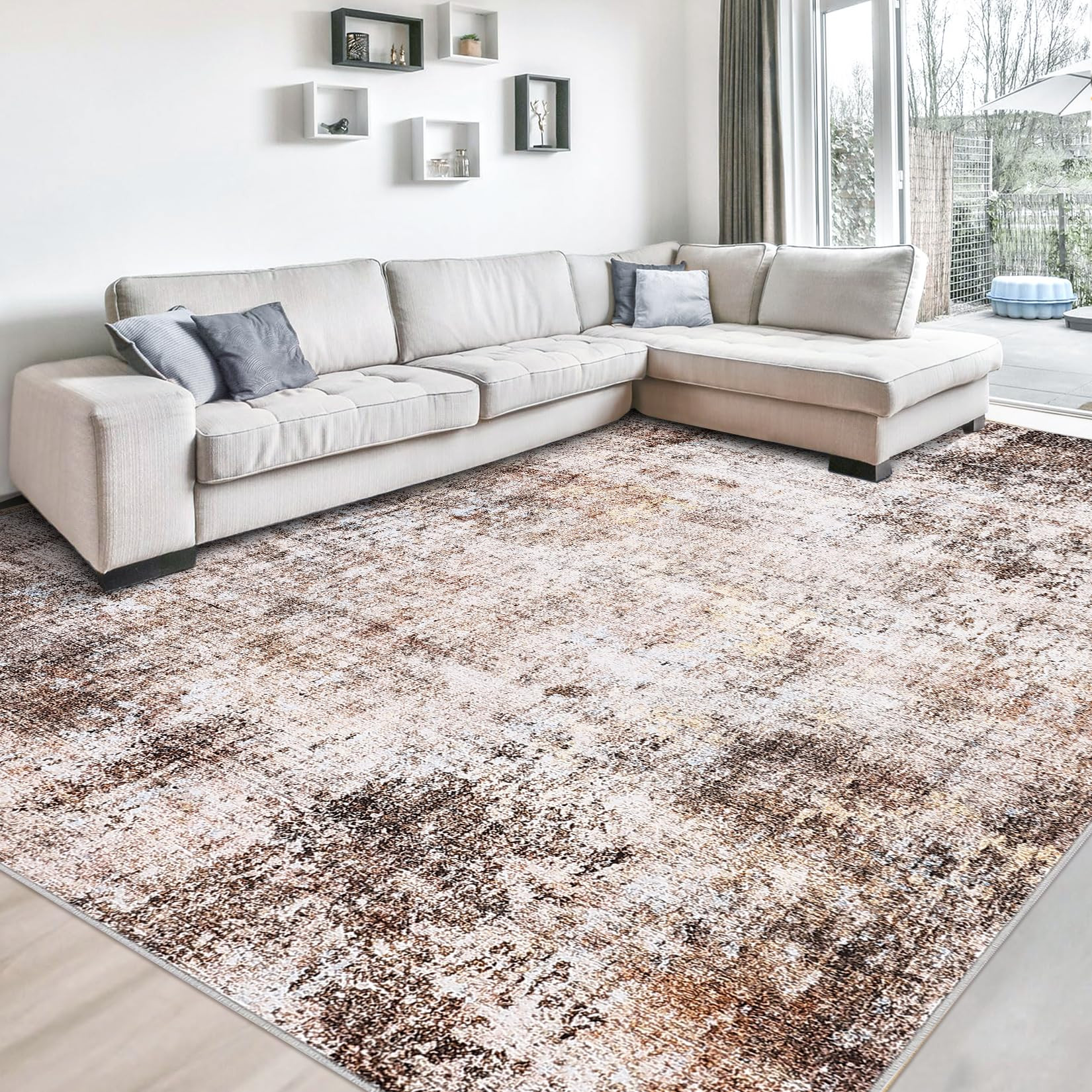 Vintage Area Rug Non-Slip - Brown 120x170cm