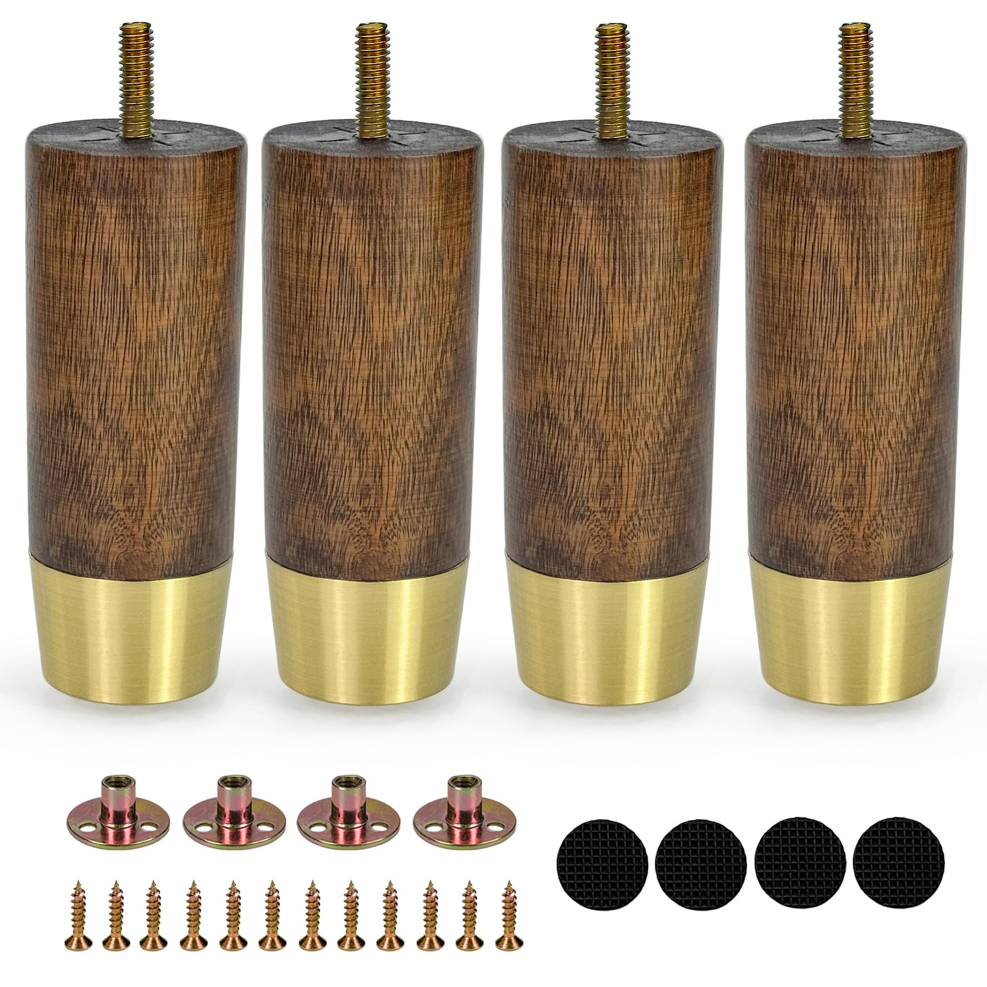Wooden Furniture Legs Set of 4 - Dark Brown 5inch-image-41afc8d3-2d41-4dcb-afc8-0464e7e0cfc9-138123