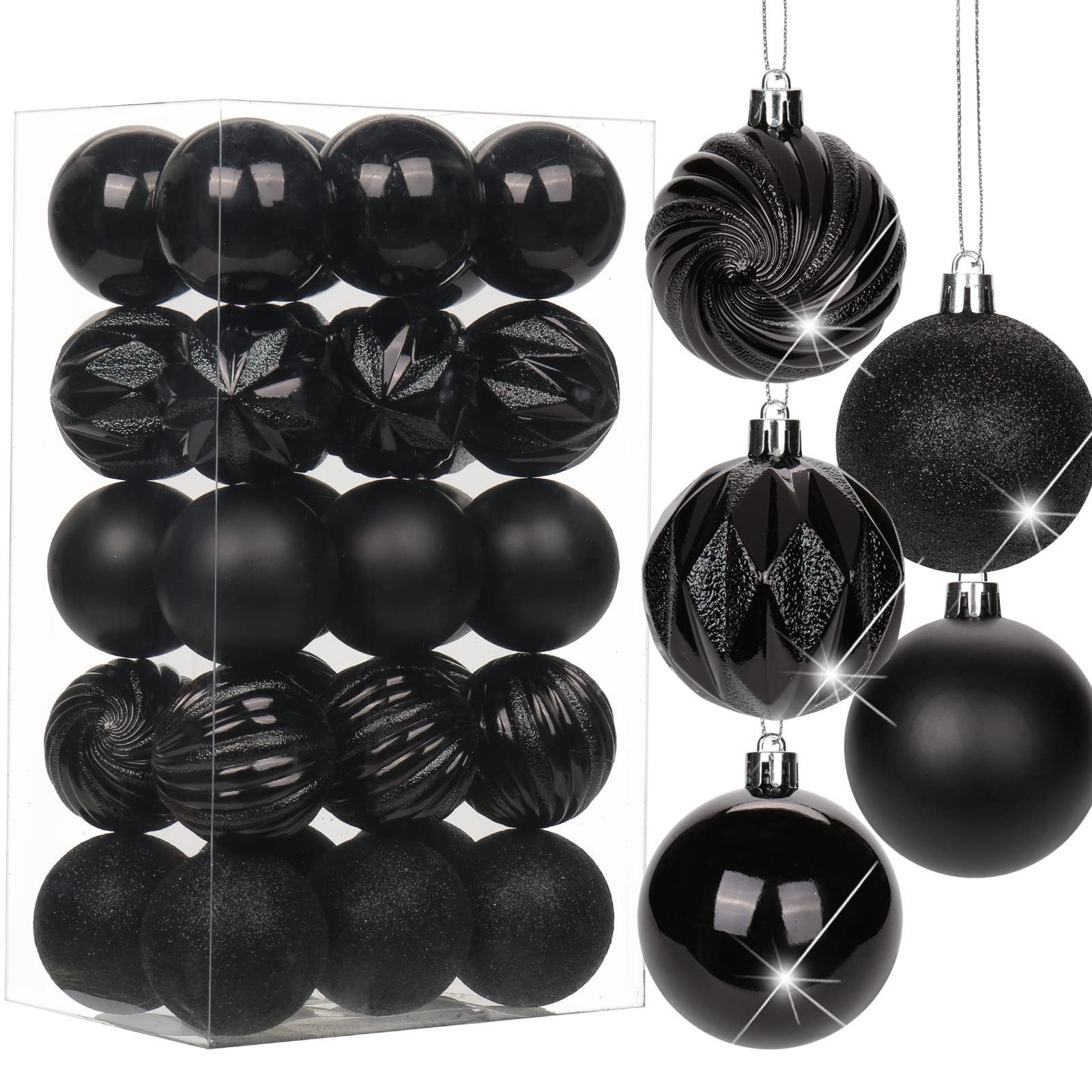 Christmas Baubles Set 30pcs - Black 6cm-image-790797ef-1035-40b5-8820-a926b445fb78-268938
