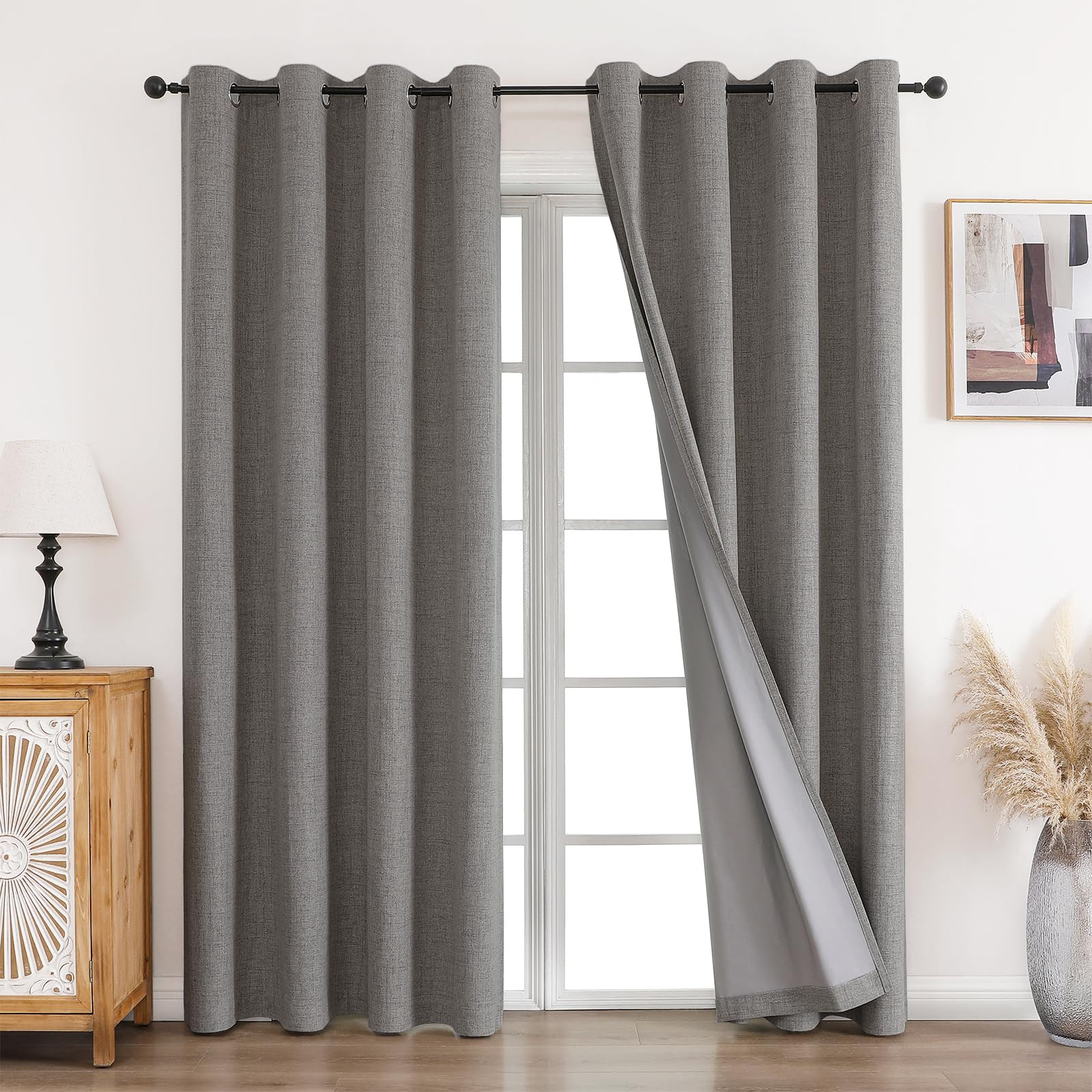 Thermal Blackout Curtains 2 Panels - Charcoal Grey 52x90-image-ad390335-c15a-45c1-9a66-b7607ff028d9-1220