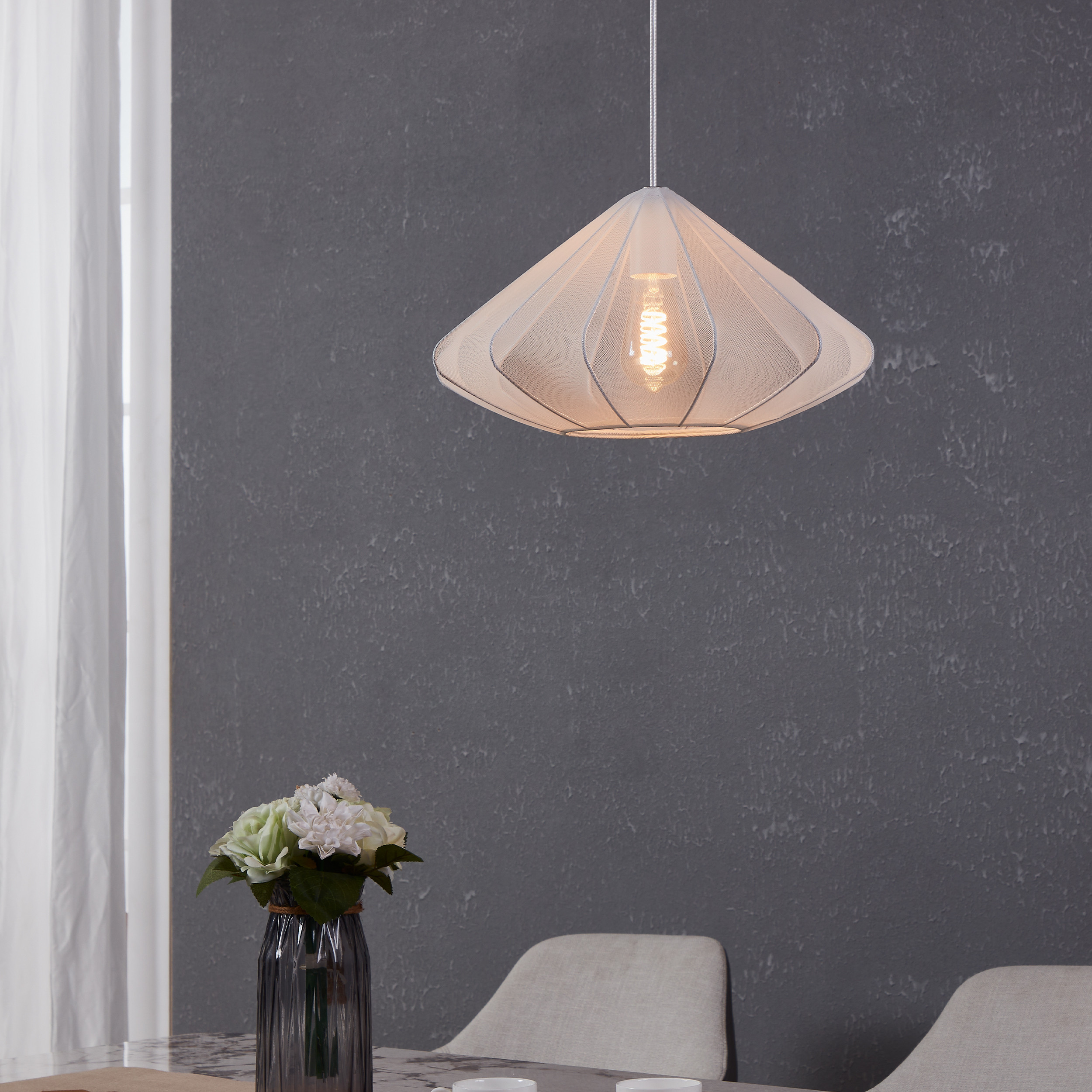 DOLWEN Single Oval Pendant Light – White Fabric Shade Ø42.5cm E27-image-50da22e4-80a5-4252-9e69-b1bc9af6409c-169642