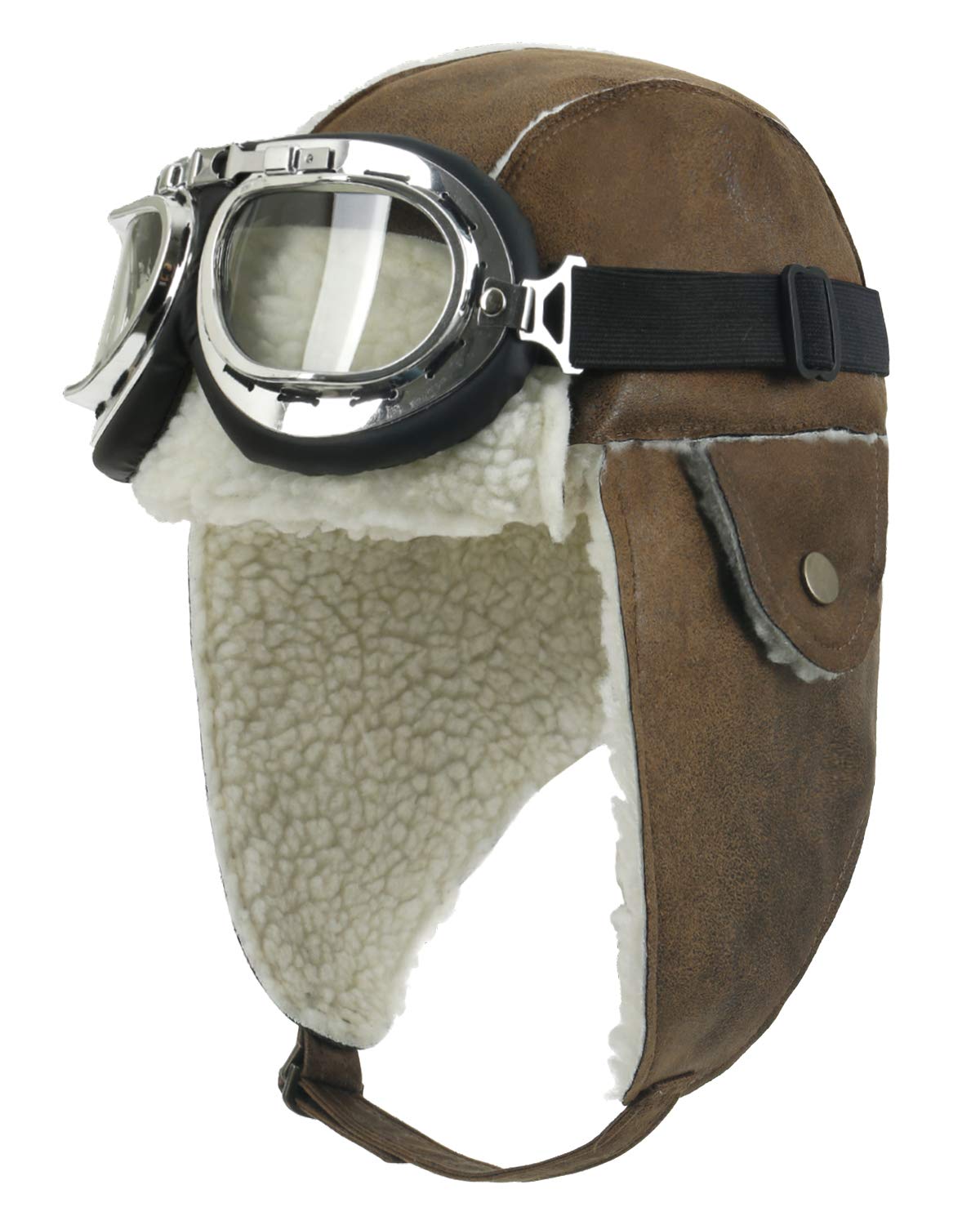 Aviator Trapper Hat with Goggles - Light Brown/White M-image-5bca1a03-cc61-42a9-b983-3a50d8f9fb53-125529