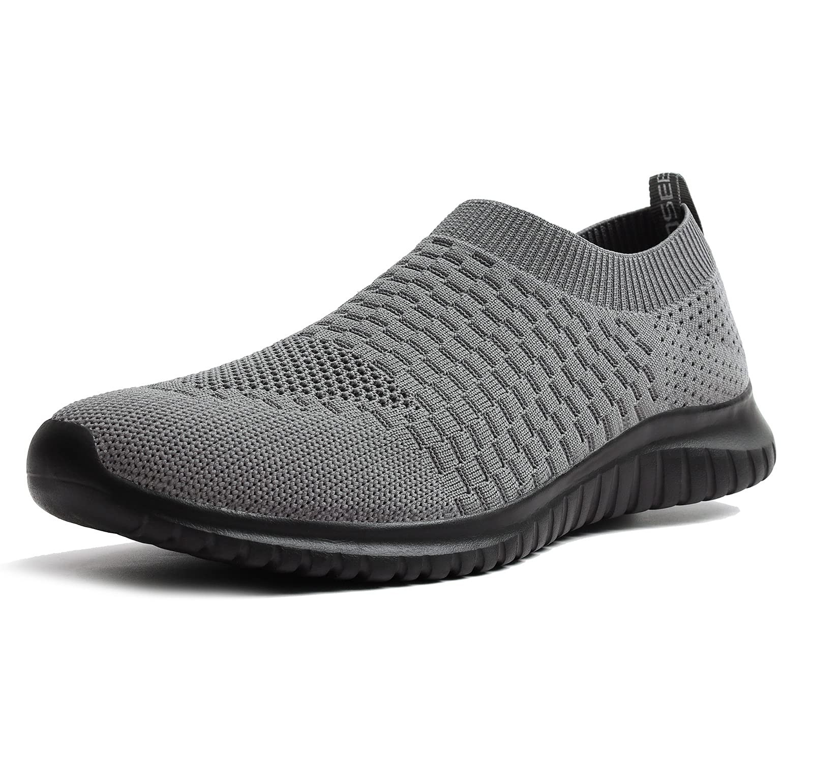 Men's Mesh Slip-On Trainers - Deep Grey/Black UK 7