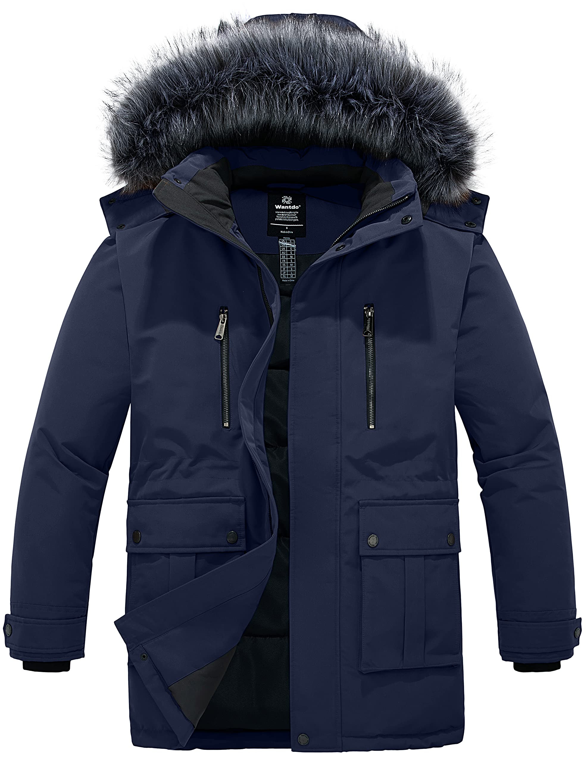Men's Warm Puffer Jacket - Navy L