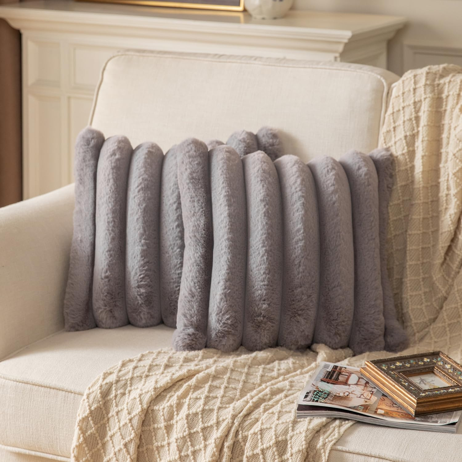 Decorative Cushion Covers Set of 2 - Grey 55x55cm-image-f7d22452-69dd-465f-9135-5c7104f2108f-132329