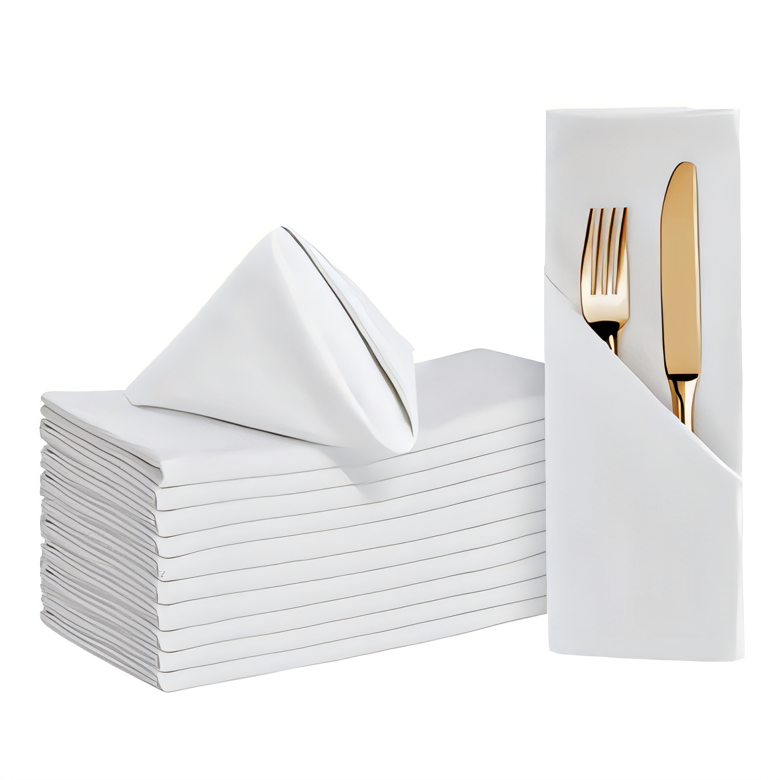 White Cloth Napkins Set - 50x50cm 12pcs-image-91ae1b1f-732d-4872-b5a1-fe53beb086c8-87384