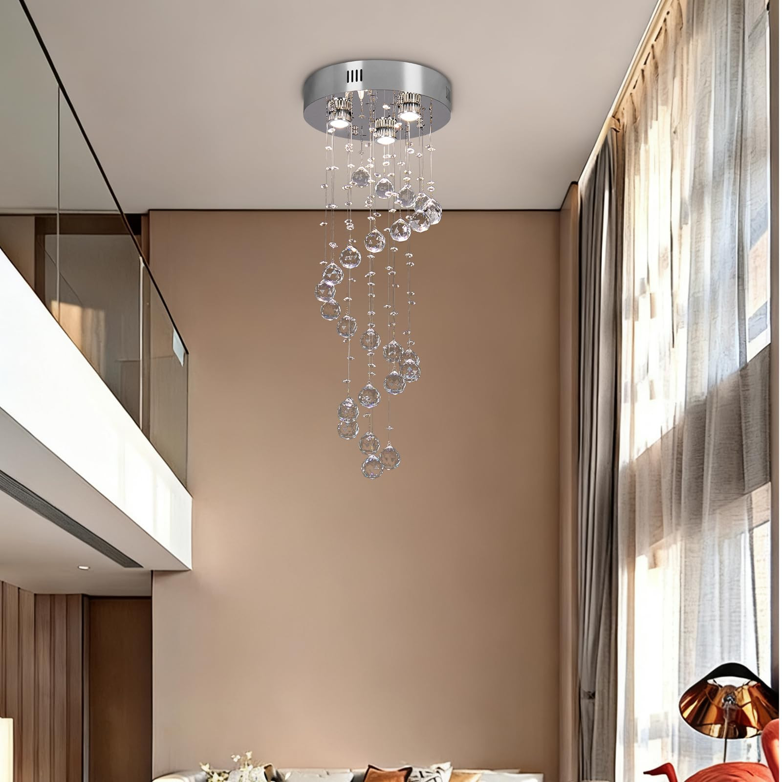 Crystal Spiral Ceiling Light - Silver D11.8 H35.4-image-3caaf00c-9acd-4d58-b680-6c8bd87e7575-136481