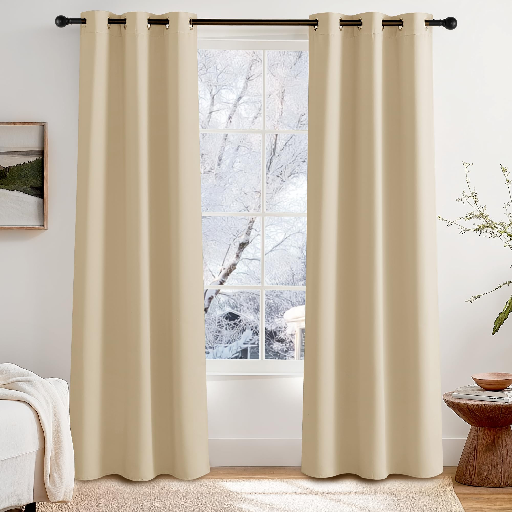 Thermal Eyelet Curtains - Biscotti Beige 42x84 (2 Panels)-image-b6c09b5d-05d7-49de-bc04-fb097ebd80ed-267712