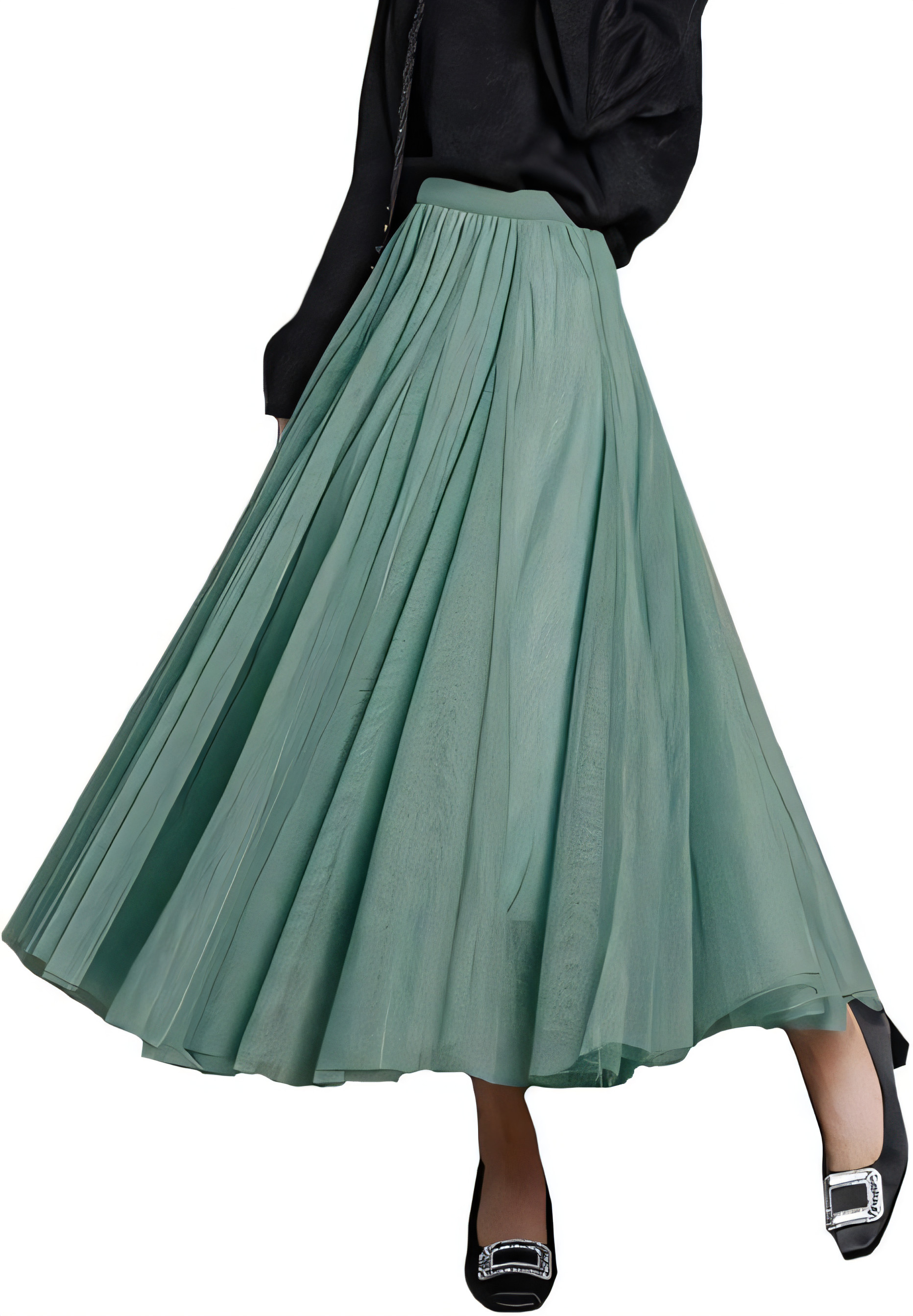 Women's Pleated Maxi Skirt - Green-image-963eb883-8d88-4db1-aa21-8e0749dd92f6-90950