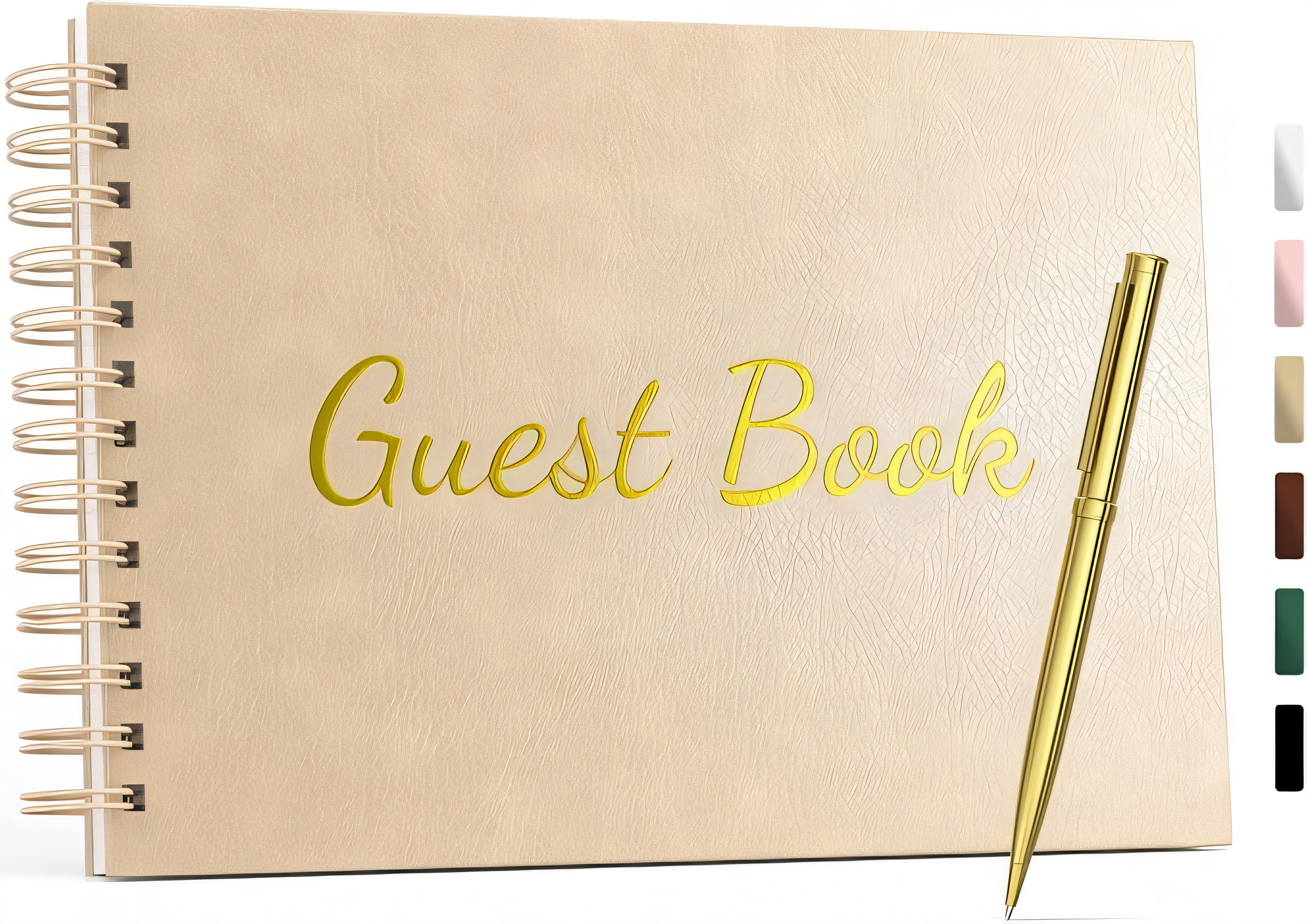 Elegant Leather Wedding Guest Book, 7"x10", 136 Pages, for Weddings-image-f0487f5d-c9d9-4335-b7ea-1a1e8d75b2d0-54361