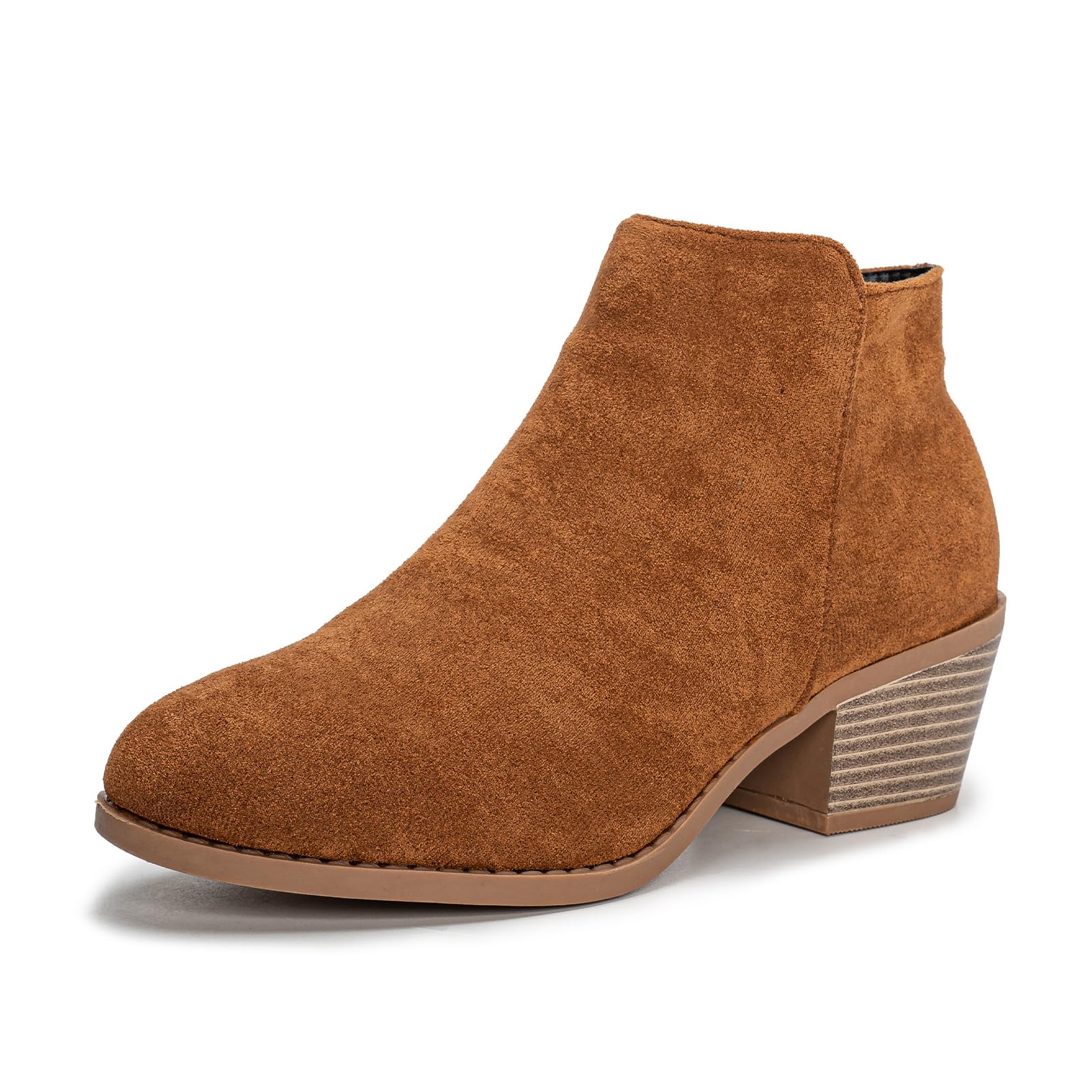 Women's Low Heel Ankle Boots - Suede Tan UK 4-image-401d6e12-df39-48d7-aac1-4c4946438625-127053