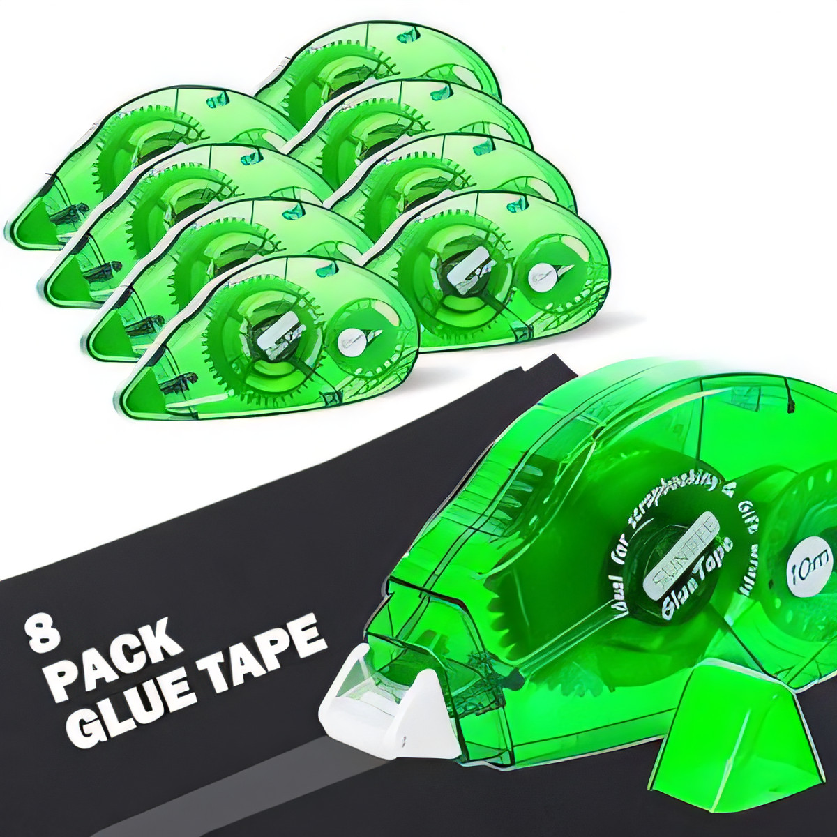 Glue Roller 0.8cm x 10m Adhesive - 8 Pack, Green-image-7a639659-bd5a-42e3-8cc3-c94631c1b406-54956