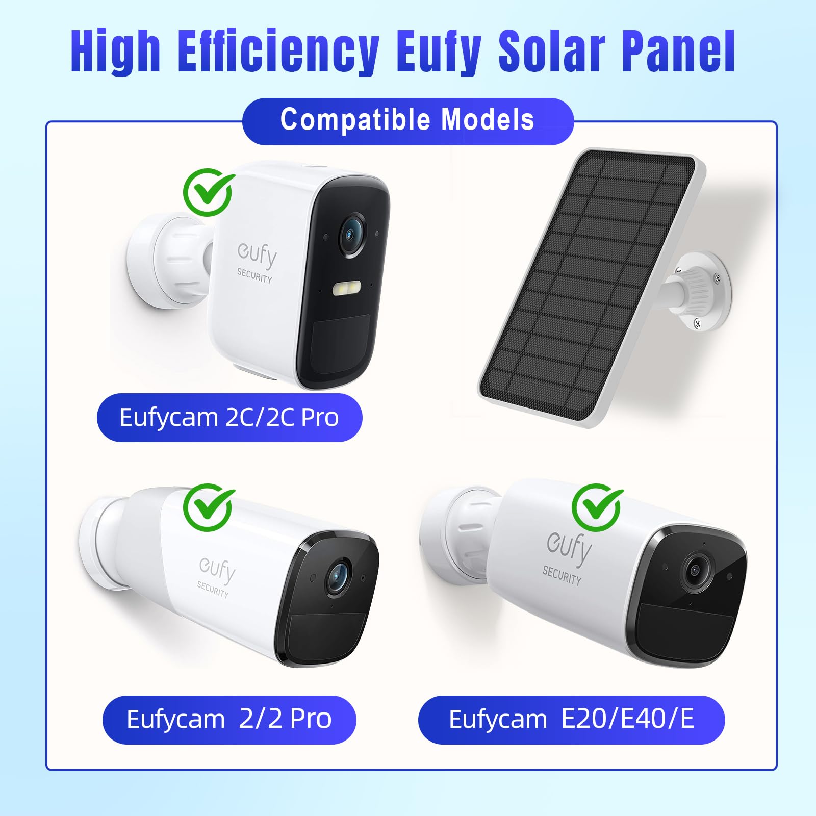 Produktbild von GuKKK Solarpanel 6W Für Eufy Kameras – IP65 Wasserdicht, 3m Kabel, 360° Verstellbar, Für Eufy 2C/2 Pro/E20