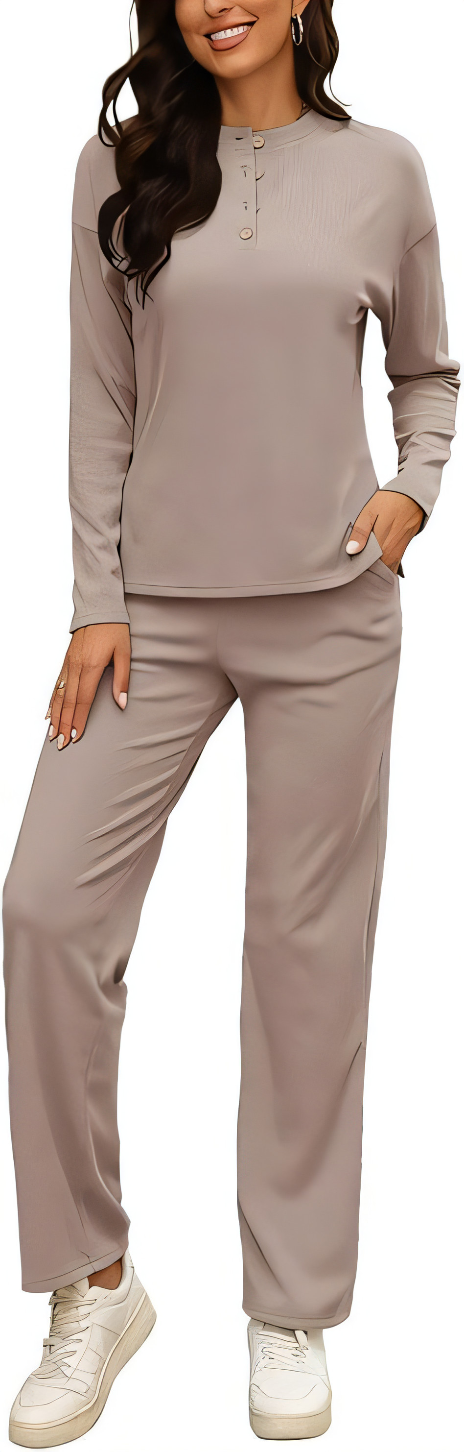 Women's Lounge Wear Set - Taupe Size S-image-45c7ca9a-4c2a-4552-b2e3-8622f1465f1b-93872