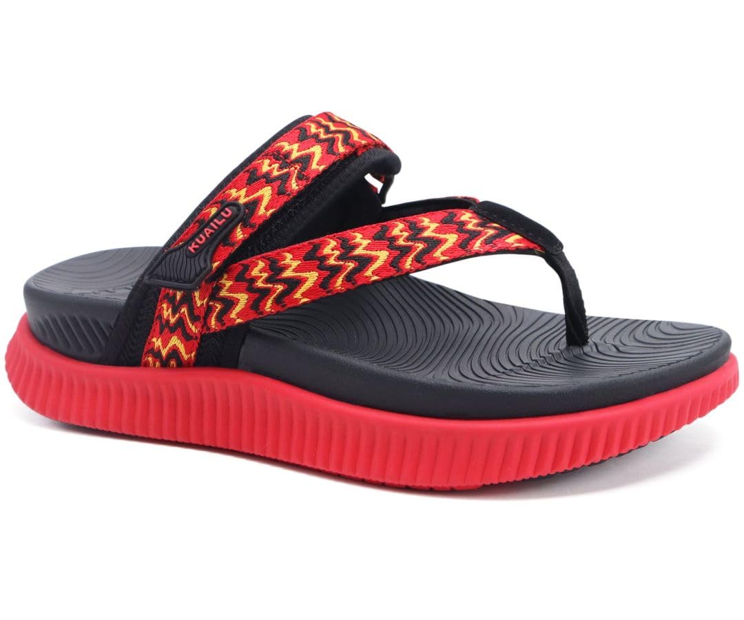 Women's Orthotic Flip Flops - Red Black UK 8-image-14d1c91f-8a6f-4833-86e8-5dbcd2e120a2-127375
