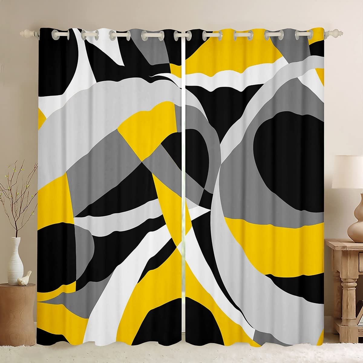 Geometric Blackout Curtains 2 Panels - Multicoloured 52 x 89.8in
