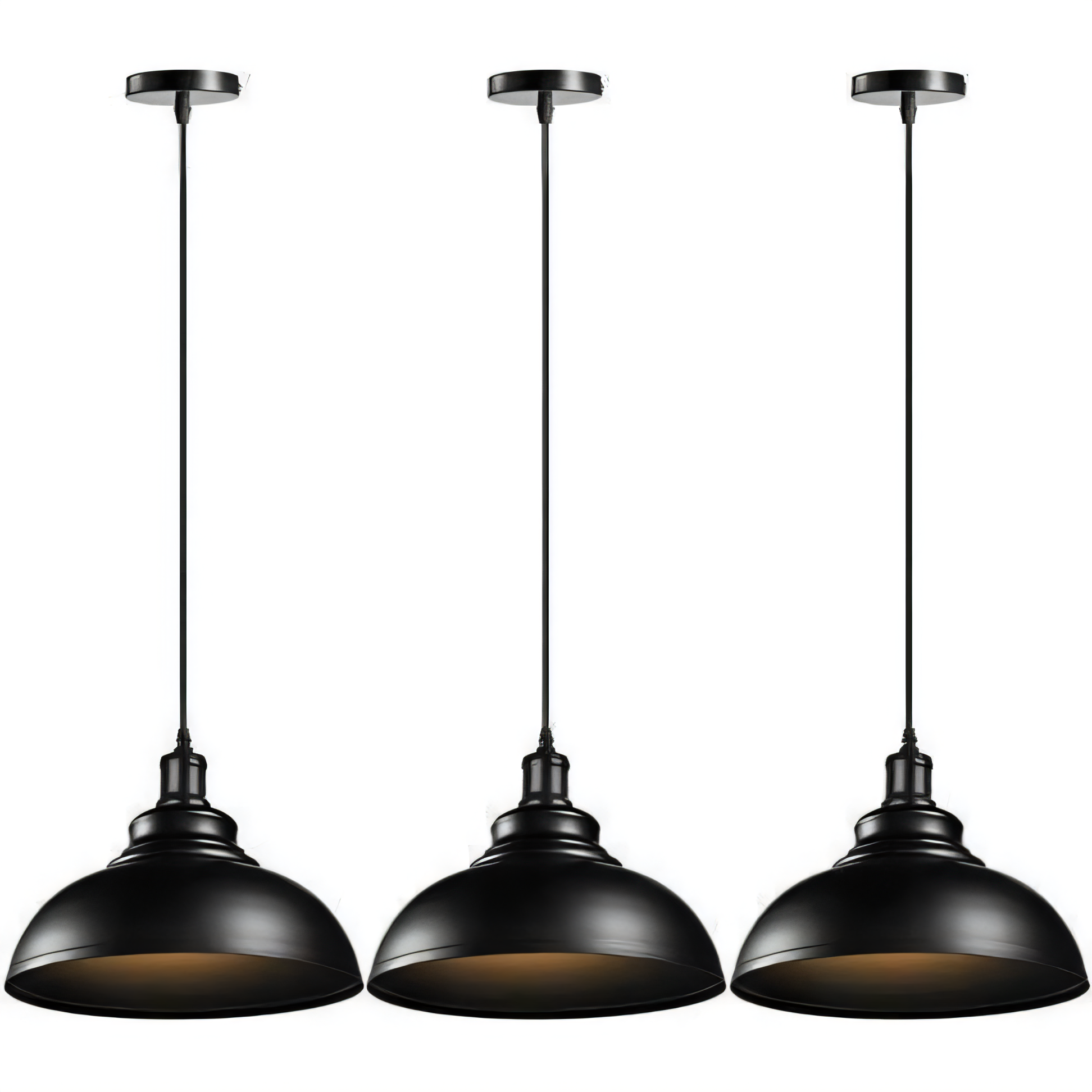 Industrial Pendant Light Metal E27 - Black 3 Pack-image-56c6fe5f-71c8-4a52-905e-065c70359b81-243471