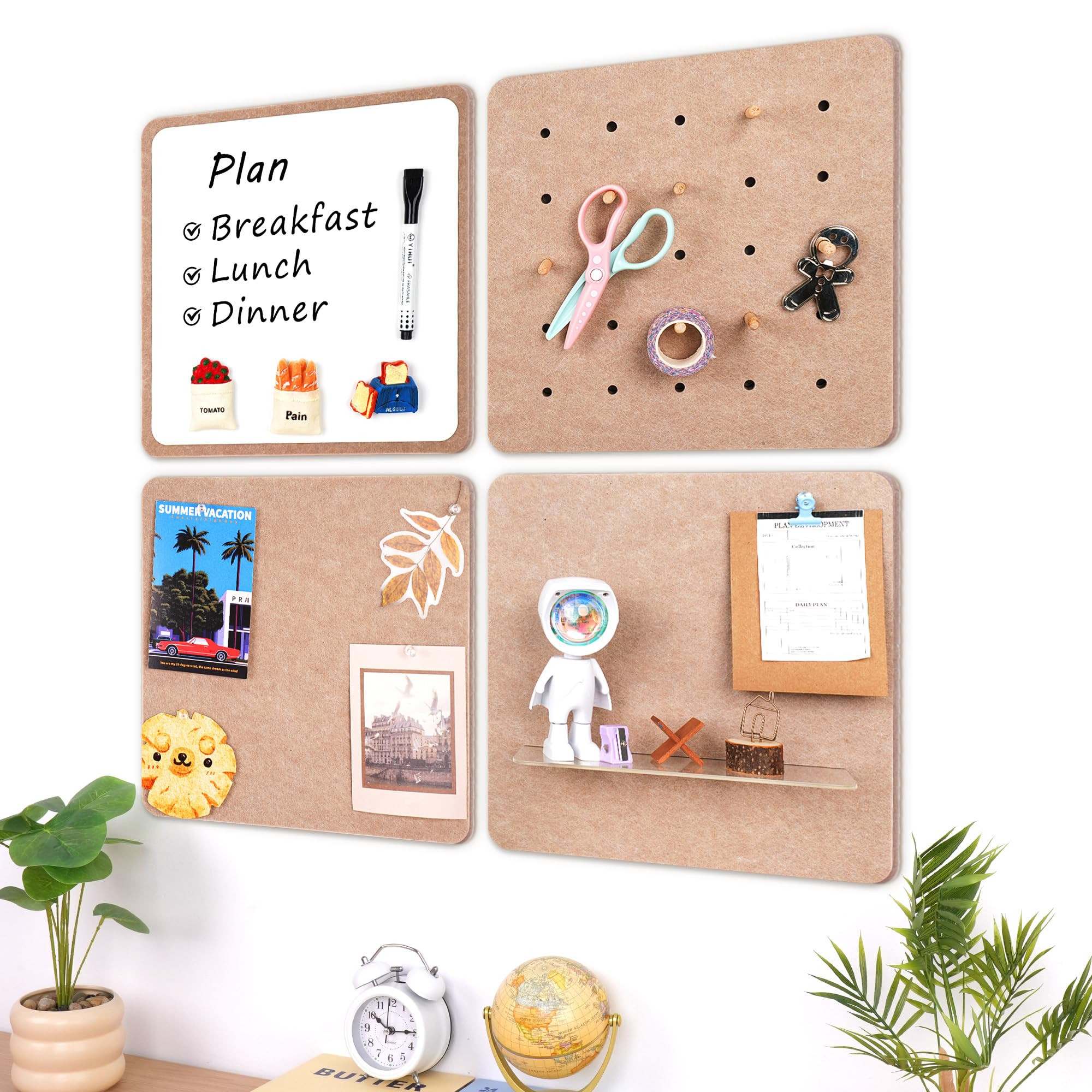 Felt Pin Board Set 4-Piece - Beige 34x30cm-image-134568f4-4dc6-4b3b-91b9-47d55d802281-1920