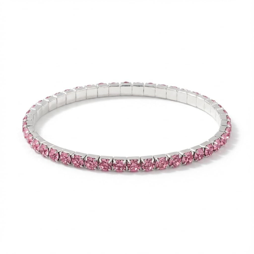 Rhinestone Tennis Bracelet - Pink One Size-image-eee565df-035c-414a-91a4-cb62d784a0c0-268346