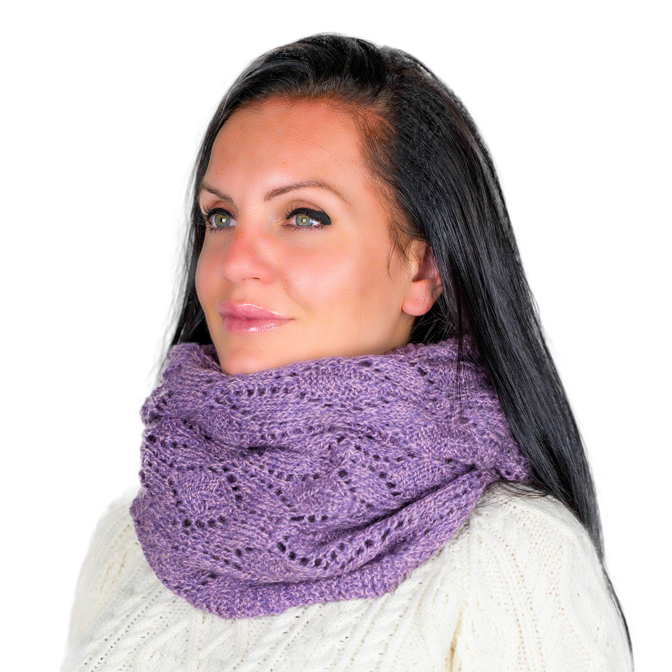 Merino Wool Knitted Loop Scarf - Lavender One Size-image-8339d1e5-4bfa-4e80-b67d-ed7e79e5a9ff-125601