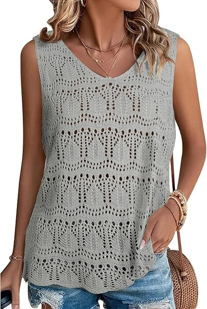 Women's Crochet Vest Top - Dark Green-image-e150036e-7dd2-49a8-b4de-aac33f9ae455-85938