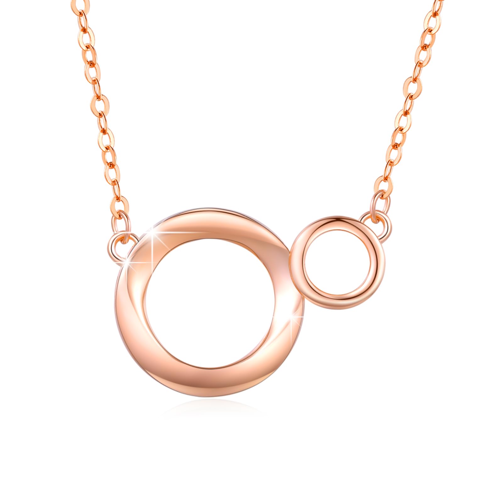 Women's Silver Circle Necklace - Rose Gold-image-8ab81a16-f364-4833-9907-8fe9b84197b6-127121