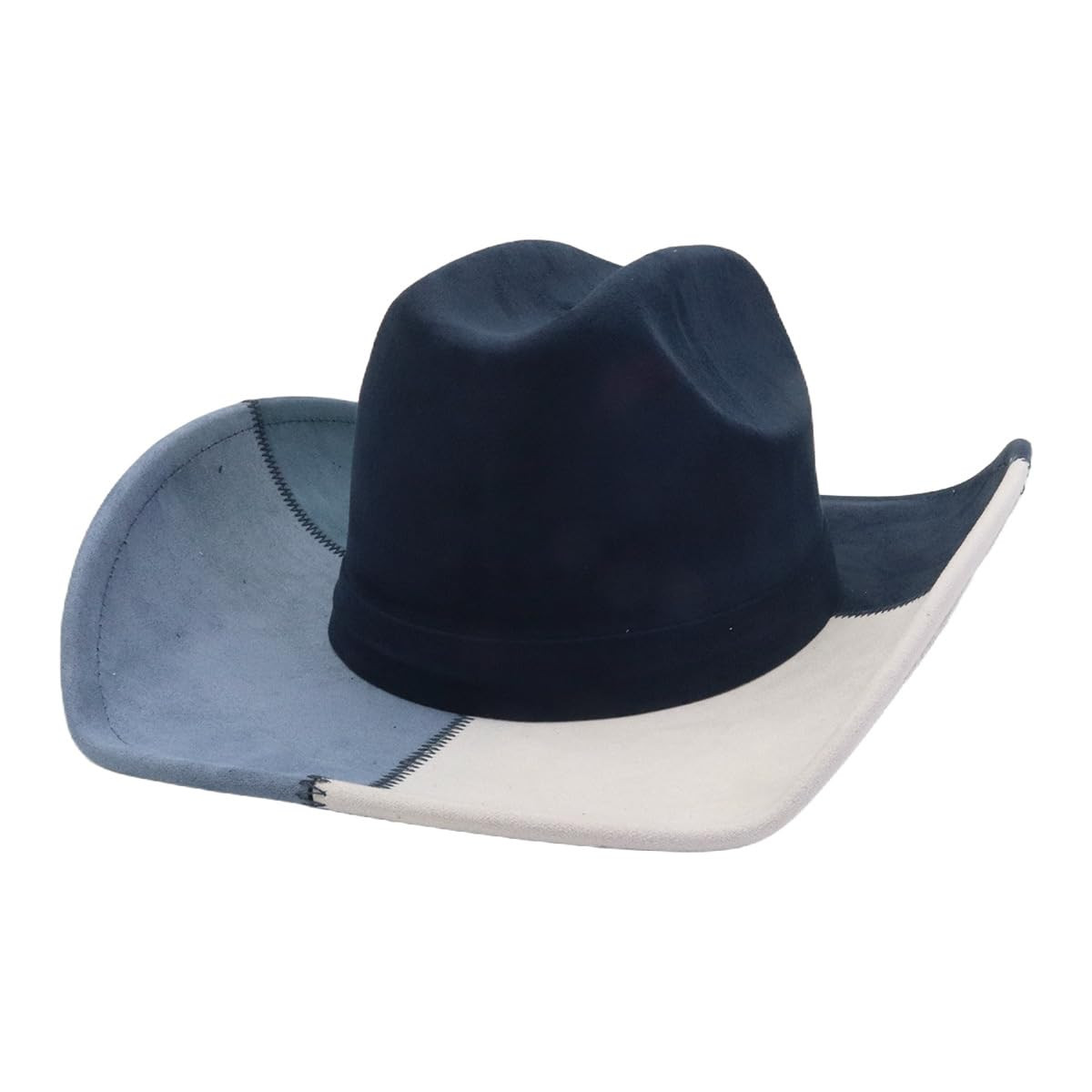 Patchwork Cowboy Hat Faux Suede - Navy Blue Top 7 1/8-7 3/8-image-237d2a02-fb22-46dc-8adf-f50c99181c86-130647
