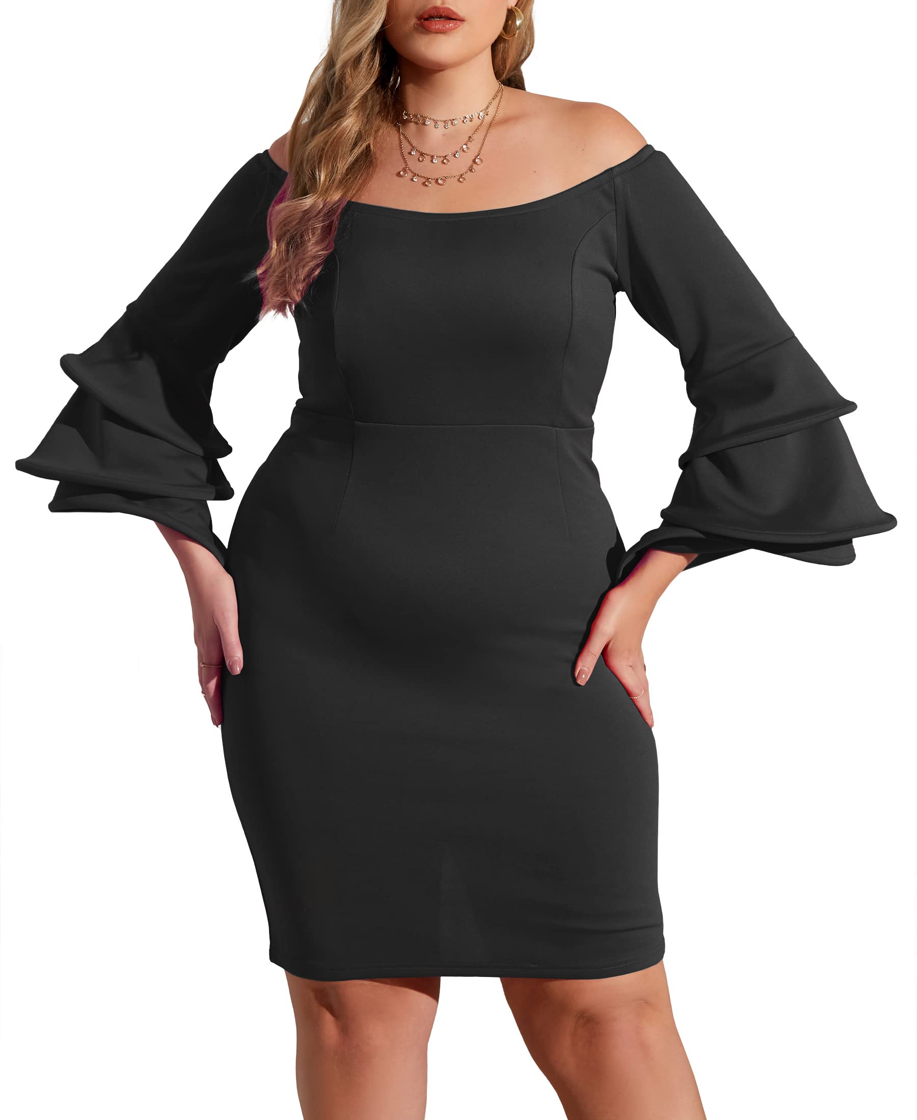 Women's Bodycon Midi Dress - Black XL Plus-image-bd27b956-99a9-4421-bd03-5c7156dfc5a0-127420