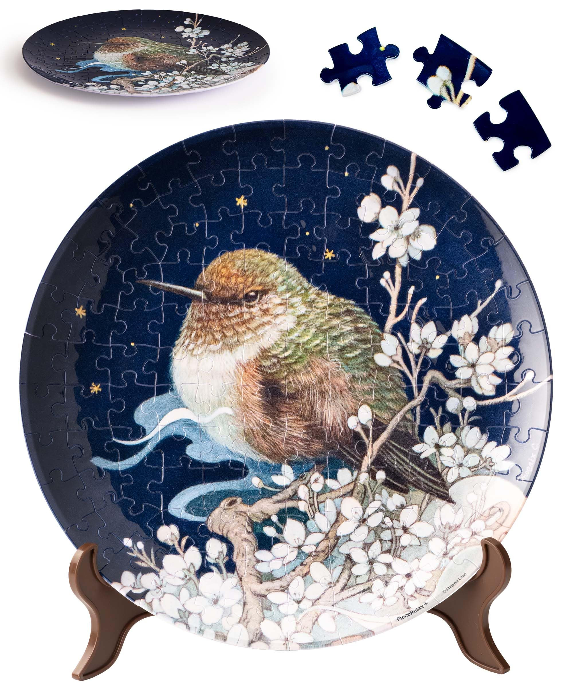 3D Puzzle Plate 124 Pieces - Phoenix Chan Bird on Plum Branch-image-168fb965-87d3-4c02-8a8e-3d54c59b6b39-1482