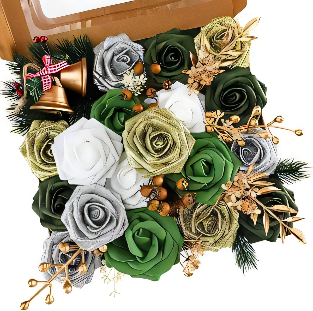 Elegant Poinsettia Artificial Christmas Flowers - Gold, Silver & Green-image-3f431b74-af88-40b1-a739-b9321aa88b05-68125