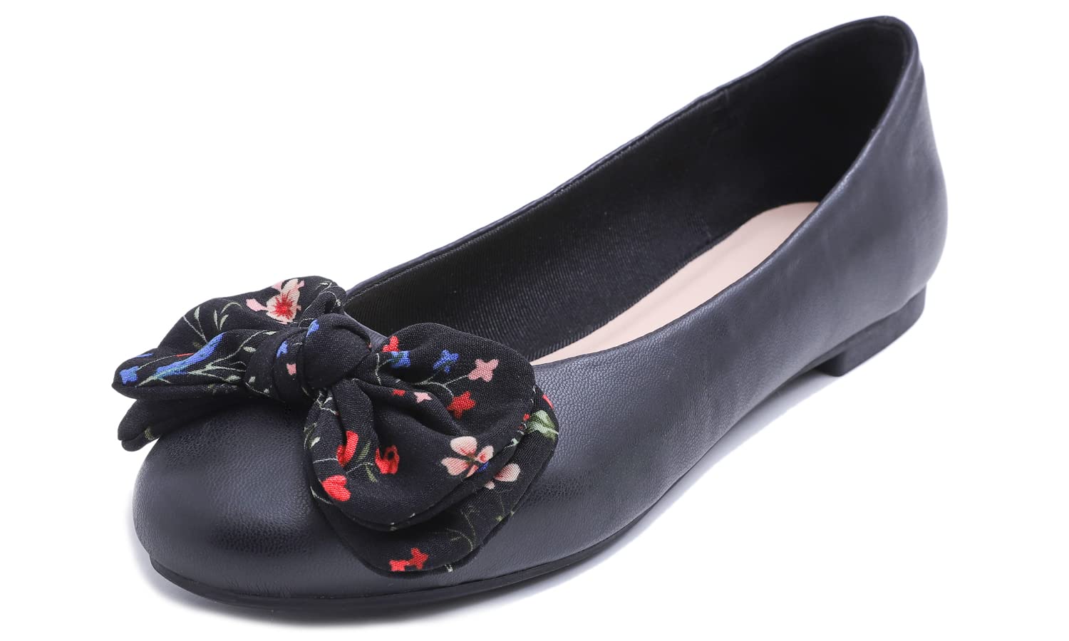 Women's Bow Knot Ballet Flats - Black Flower Print UK 3.5-image-66eb2ee7-9256-43ed-b109-496deaf0a150-266123