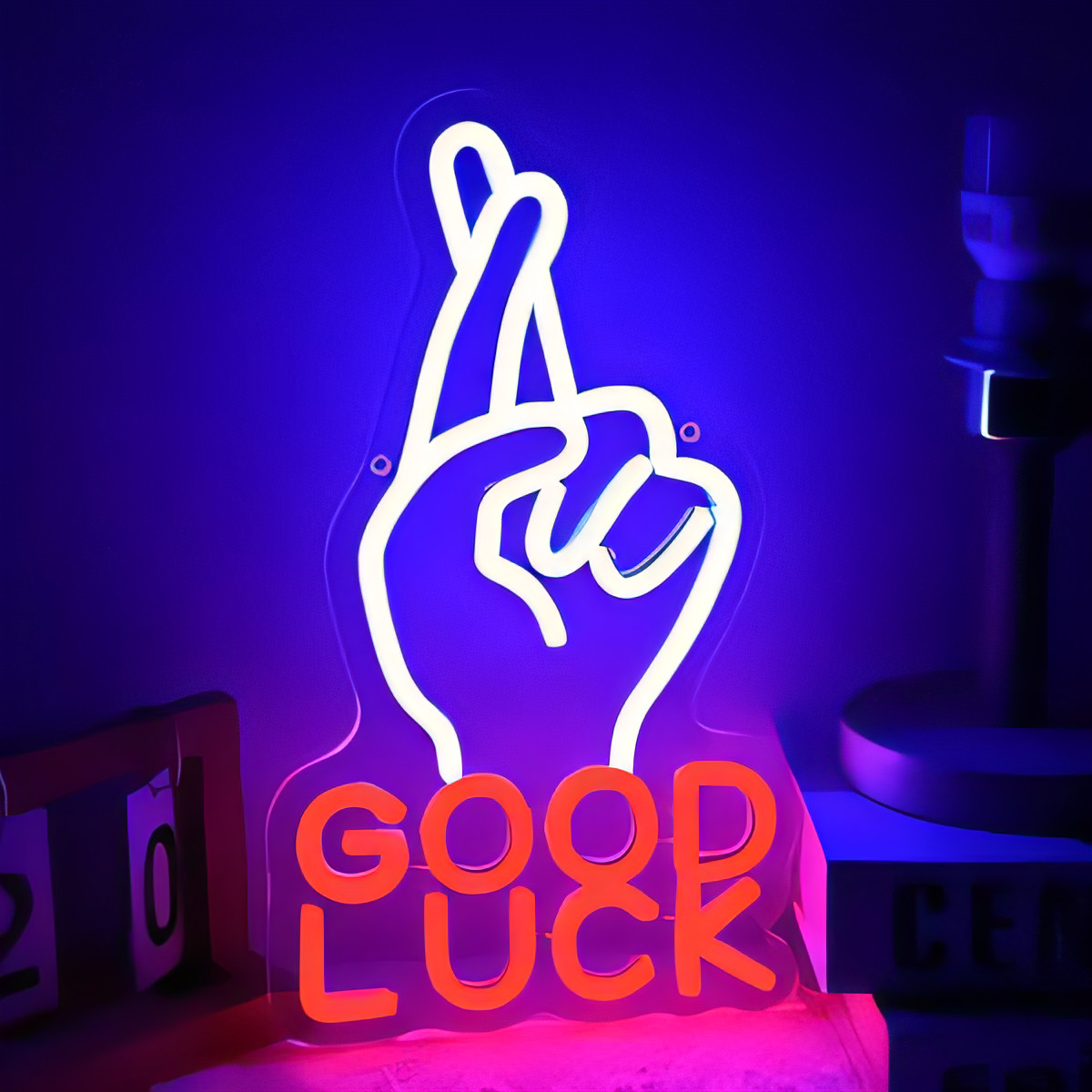 Good Luck LED Neon Wall Sign - Blue 7.6x13.3 IN-image-02e35039-f449-434b-82f9-4eef693b1460-116303